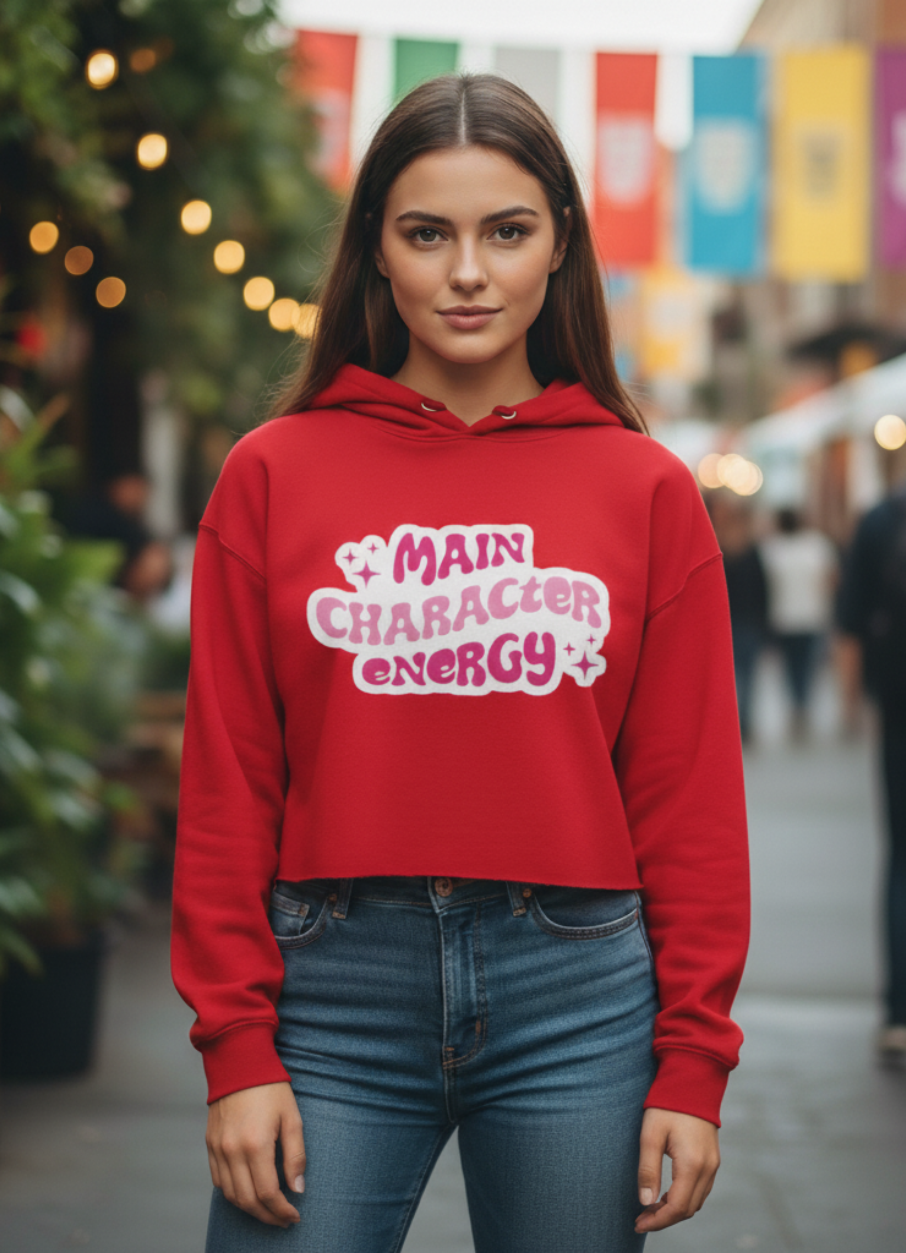 Main Character Energy Crop Hoodie