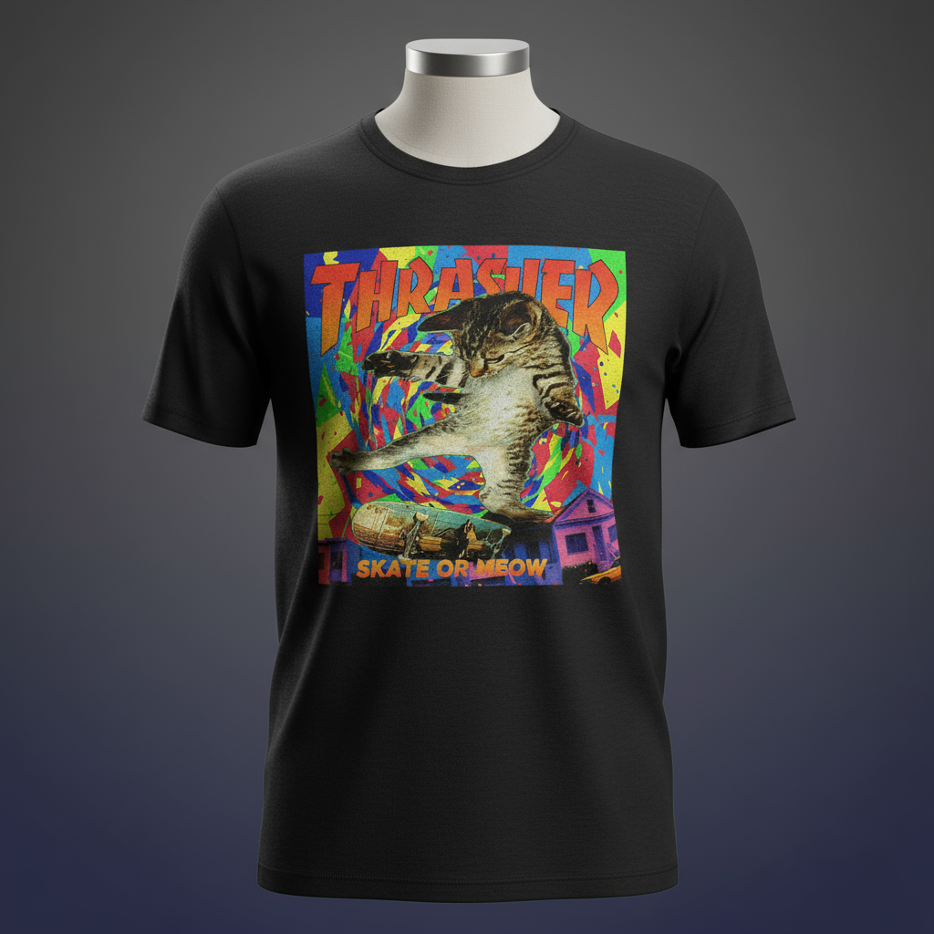 Skate Or Meow Regular Tee | Unisex