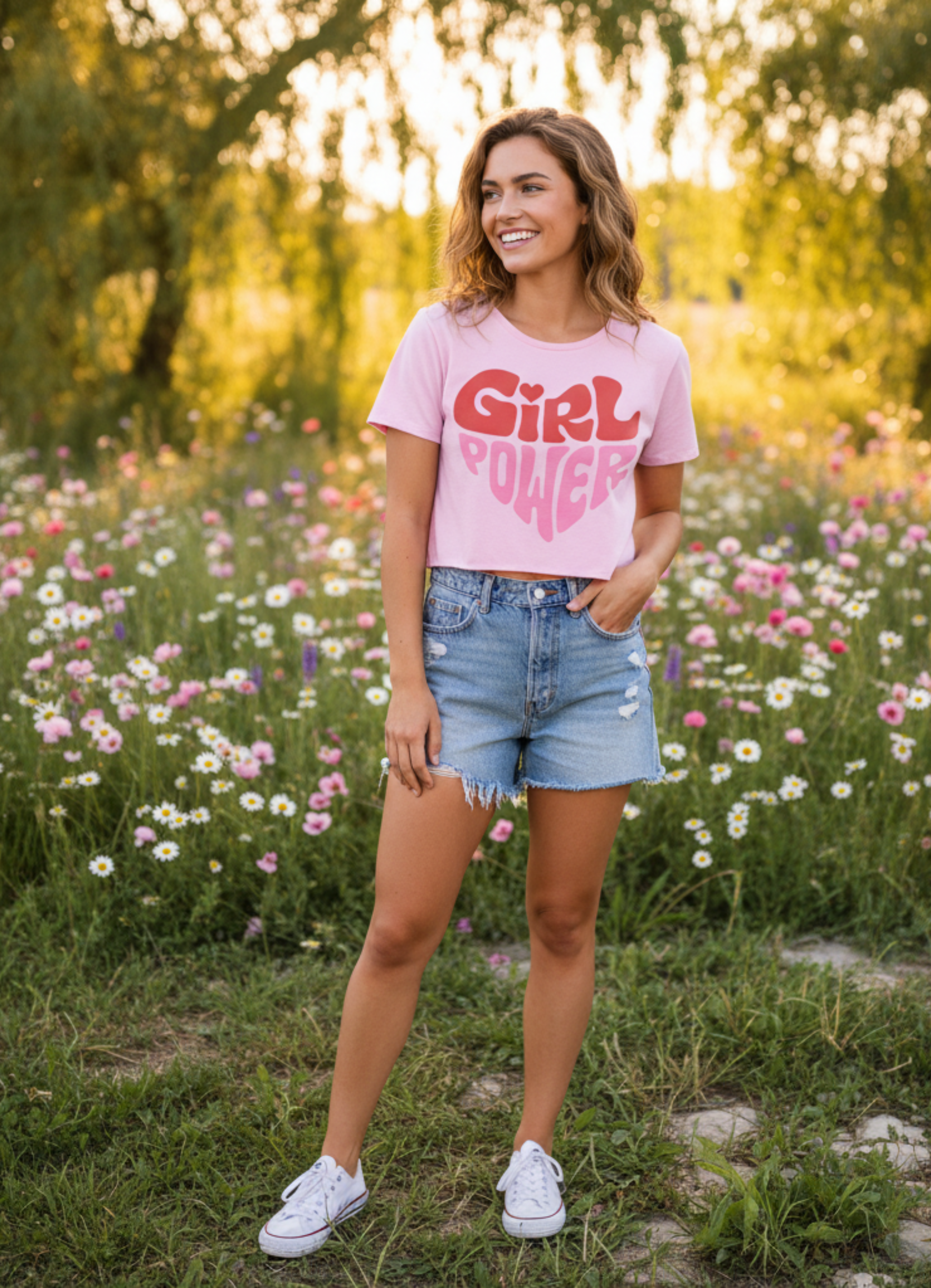 Girl Power With Heart Crop Top