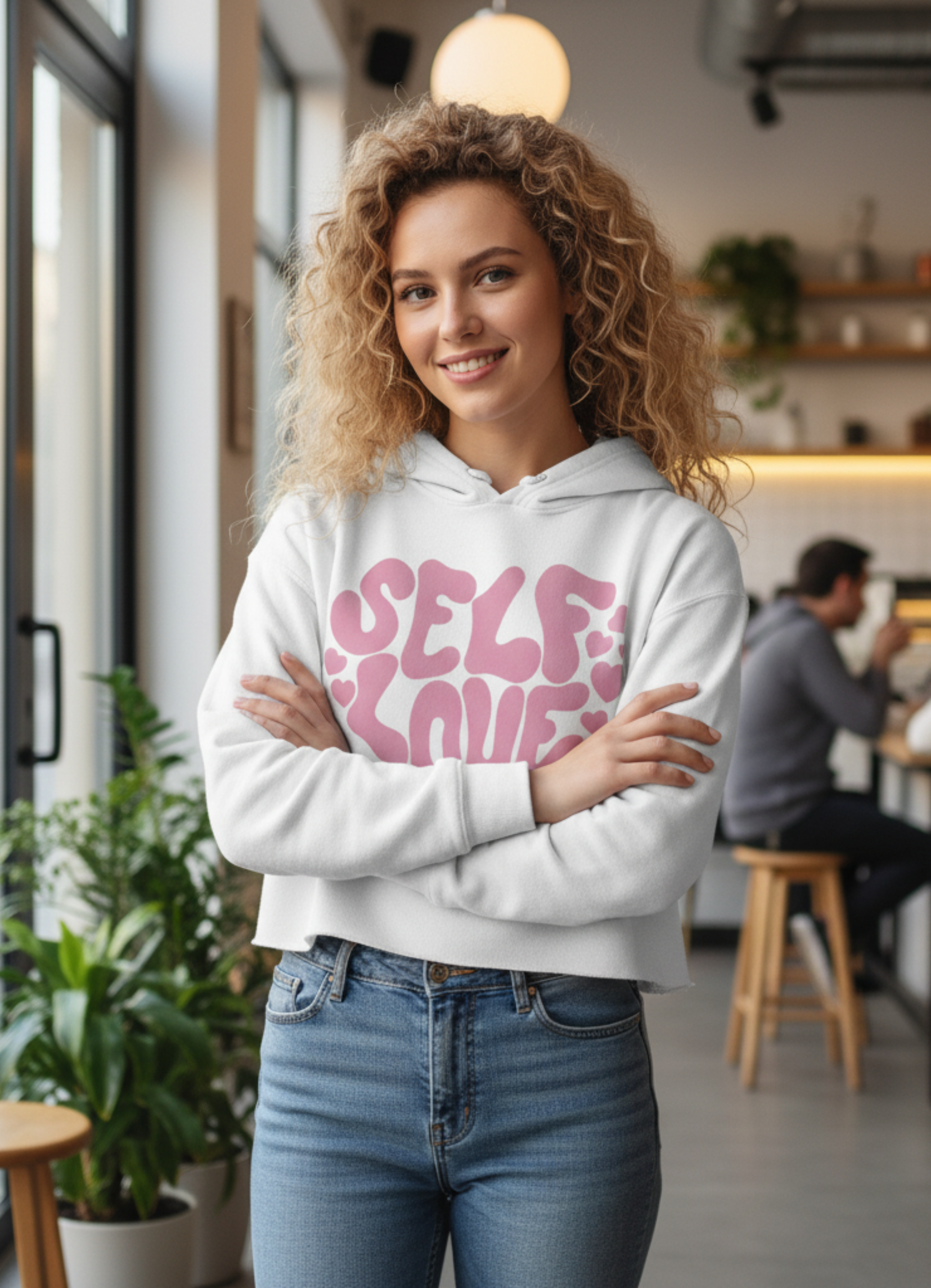 Self Love In Heart Crop Hoodie